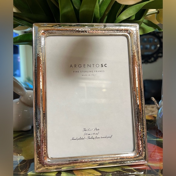 ARGENTO SC - Sterling Silver Hammered Frame - 5 x 7 Made in Italy - Picture 1 of 8